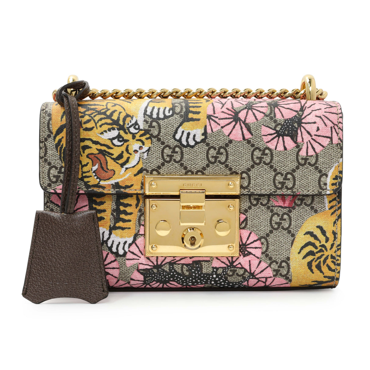 Gucci GG Supreme Monogram Bengal Calfskin Small Padlock Shoulder Bag Handbags Gucci