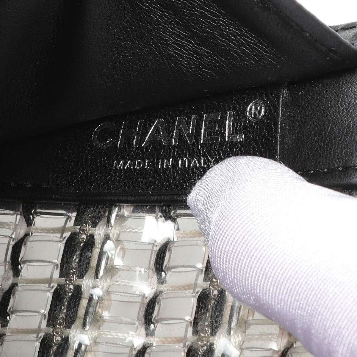 Chanel Black Calfskin Woven PVC Medium Boy Flap