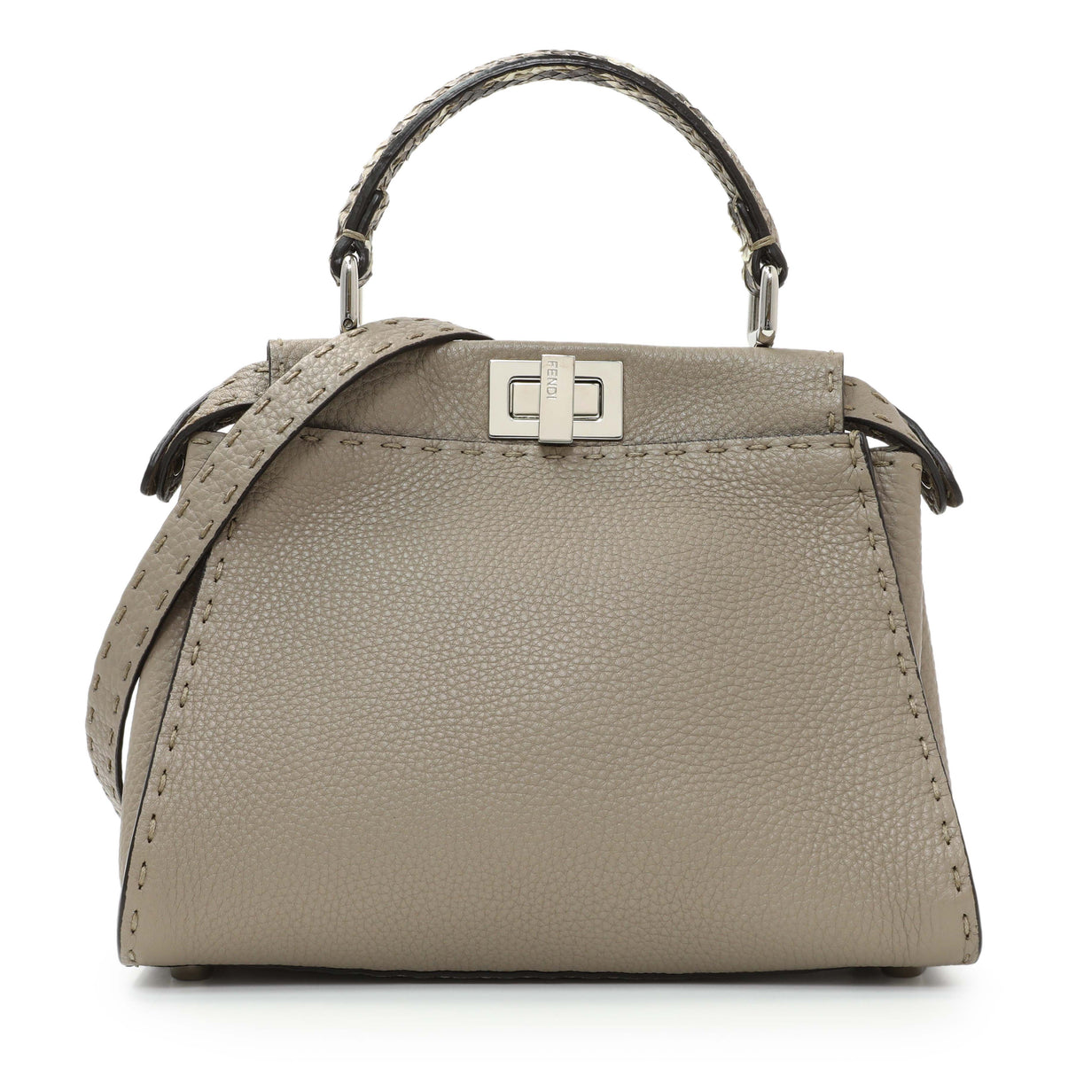 Fendi Plaster Cuoio Romano Snakeskin Selleria Mini Peekaboo Iconic Satchel Handbags Fendi
