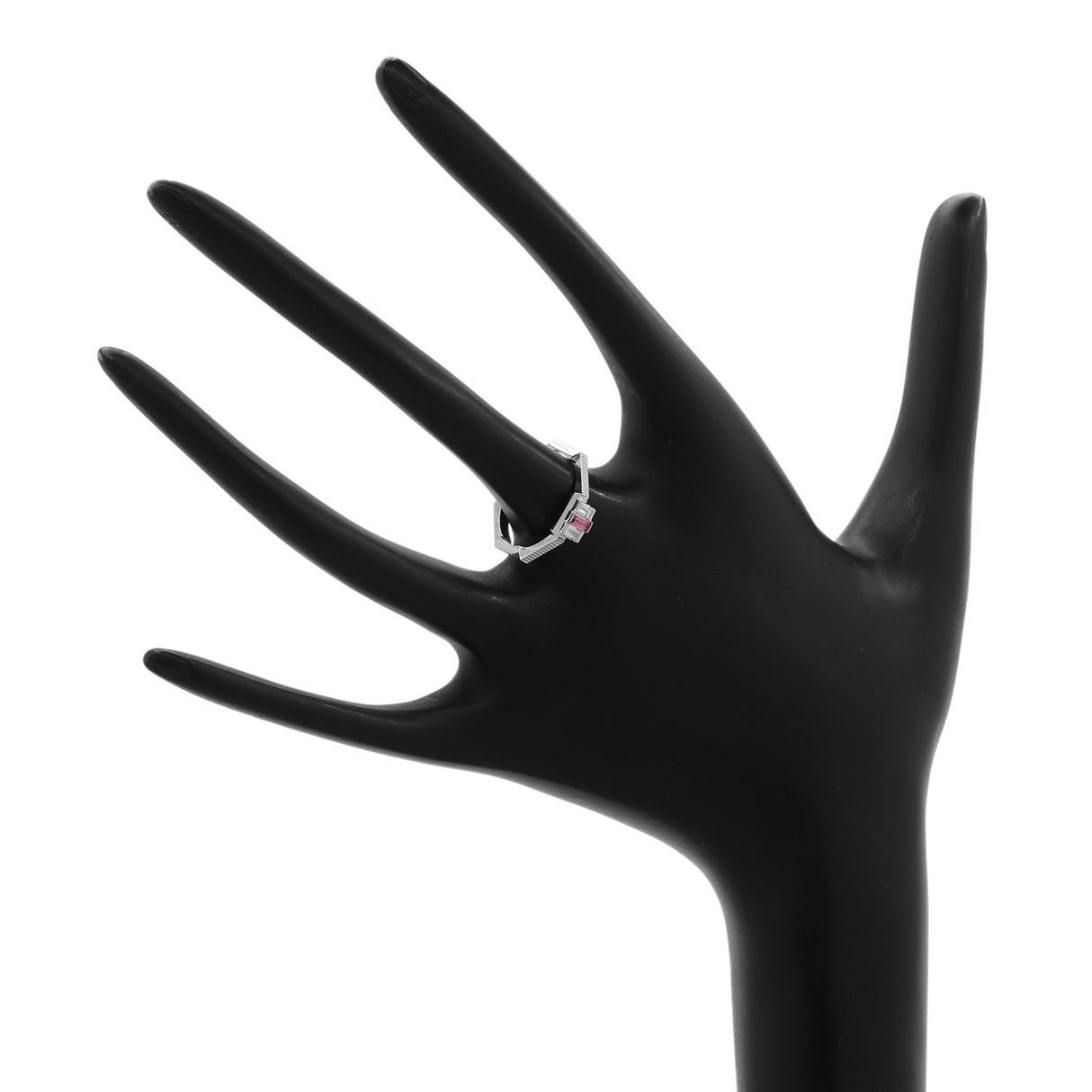 Gucci 18K White Gold Rubellite Diamond Link to Love Ring Designer Jewellery Gucci