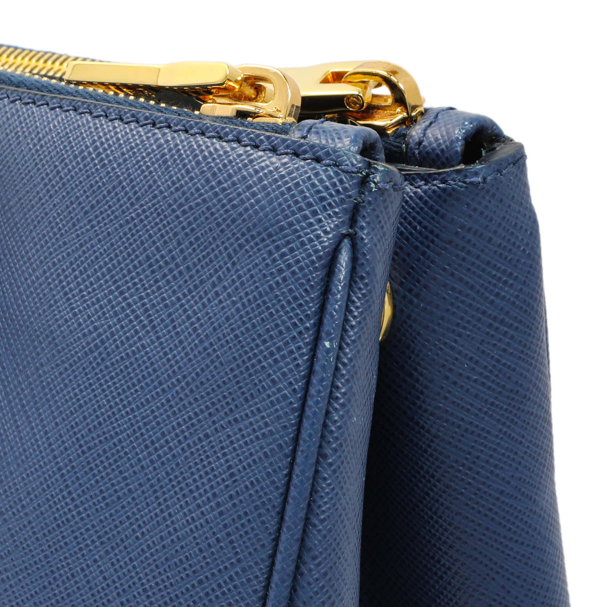 Prada Blue Saffiano Medium Galleria Double Zip Tote Handbags Prada