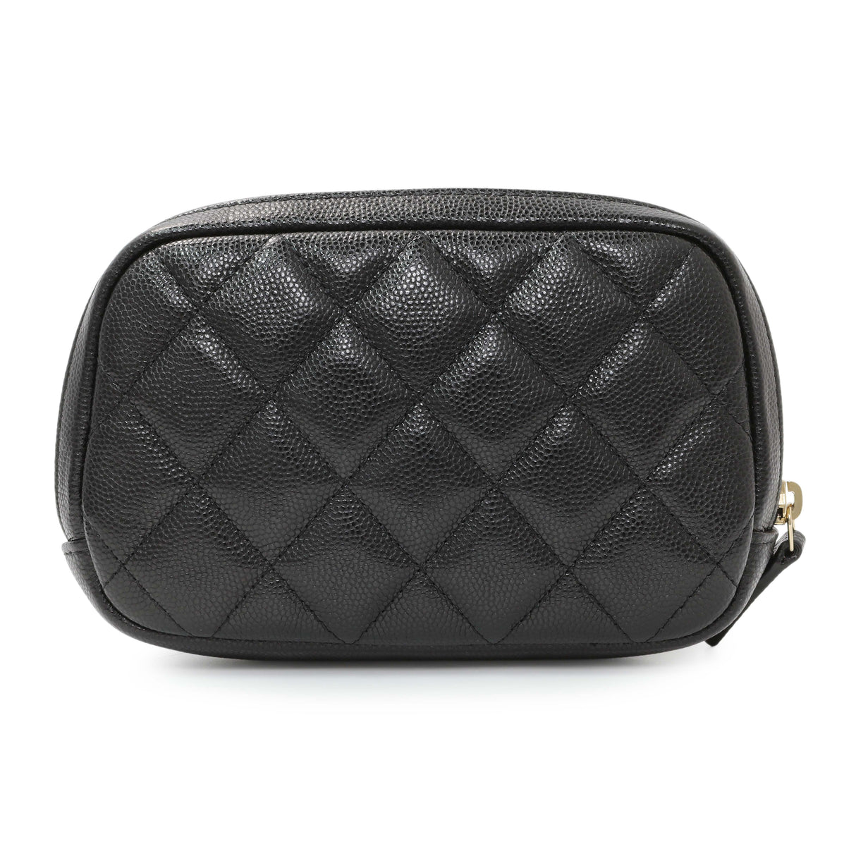 Chanel Black Caviar Quilted Small Curvy Pouch Cosmetic Case Accessories Chanel