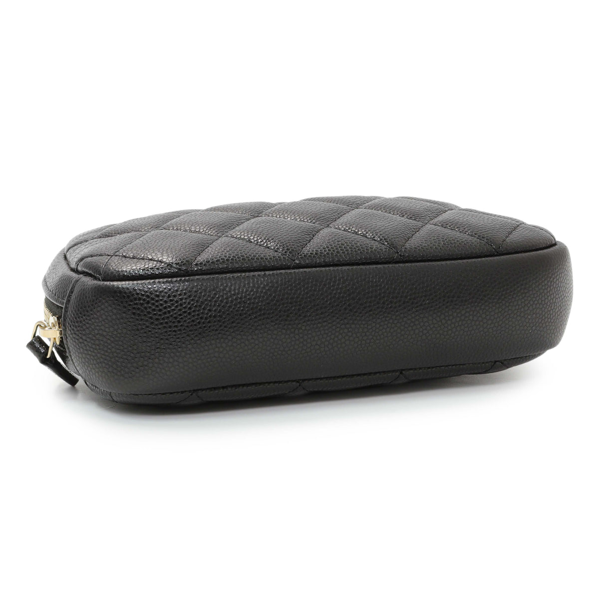 Chanel Black Caviar Quilted Small Curvy Pouch Cosmetic Case Accessories Chanel