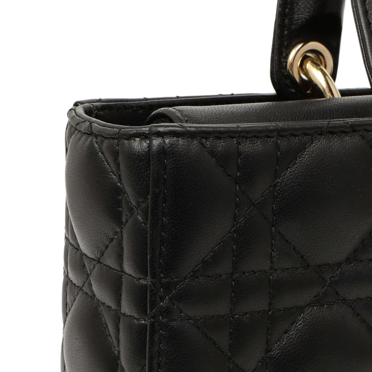 Christian Dior Black Lambskin Cannage Medium Lady D-Joy Handbags Christian Dior