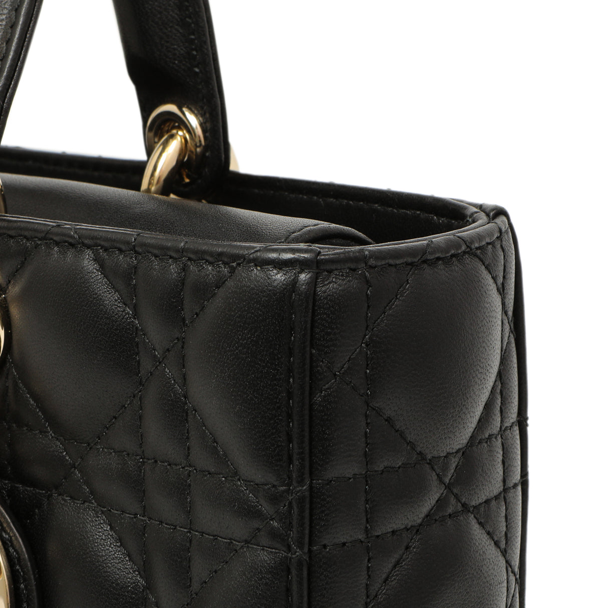 Christian Dior Black Lambskin Cannage Medium Lady D-Joy Handbags Christian Dior