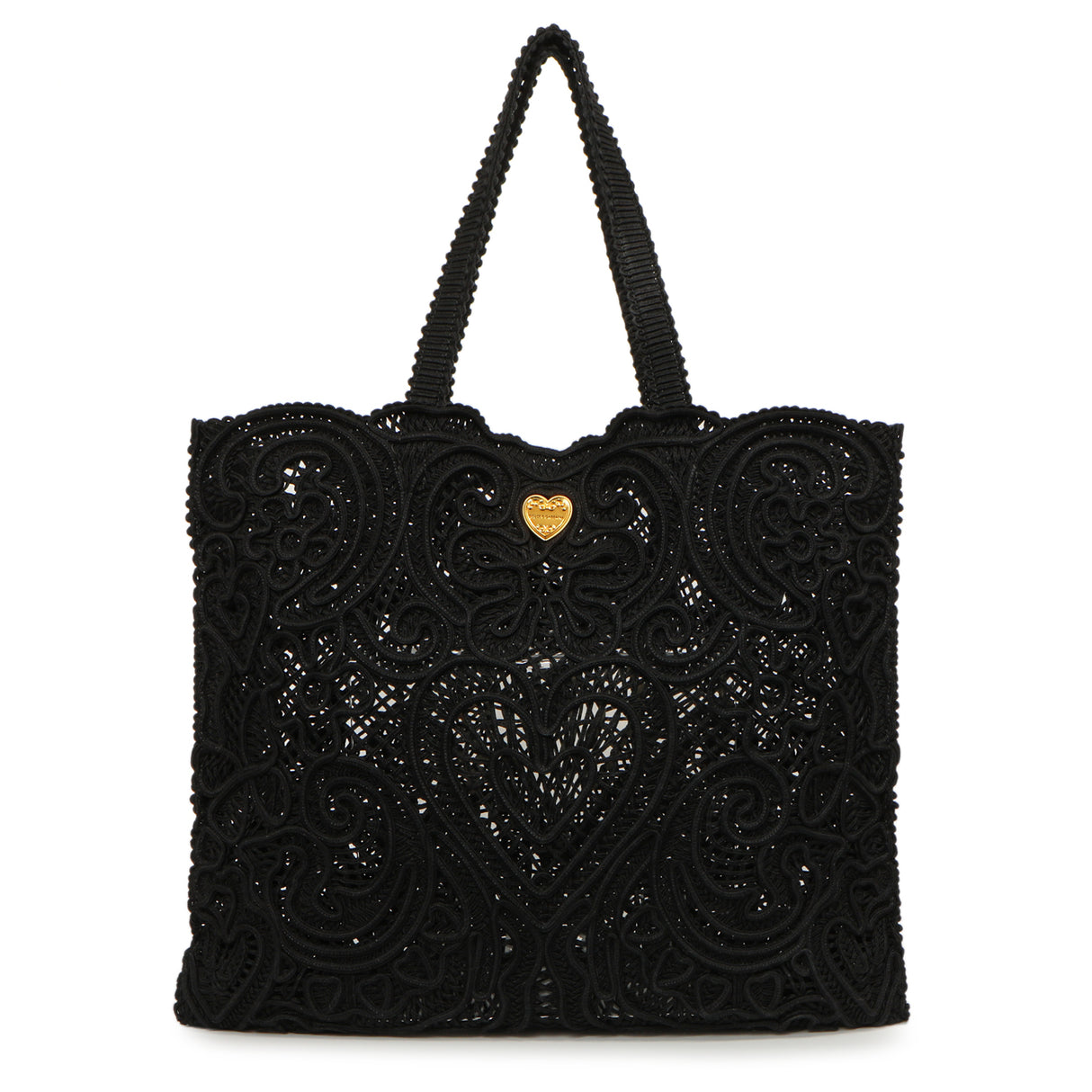 Dolce & Gabbana Black Cordonetto Lace Tote Handbags Dolce & Gabbana