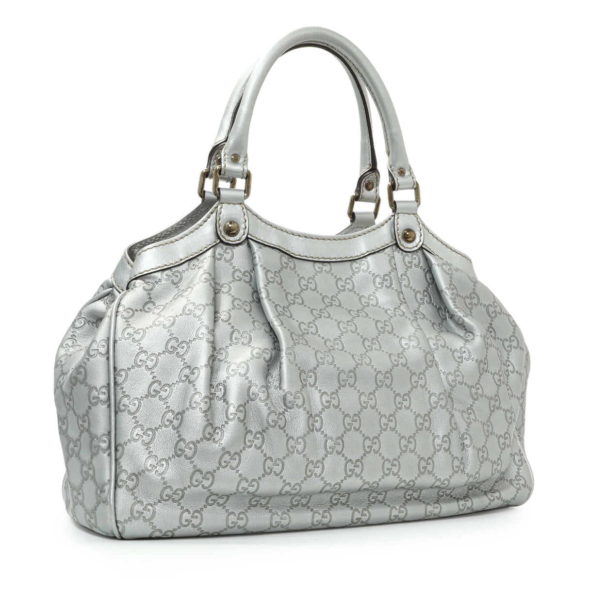 Gucci Silver Guccissima Sukey Tote Handbags Gucci
