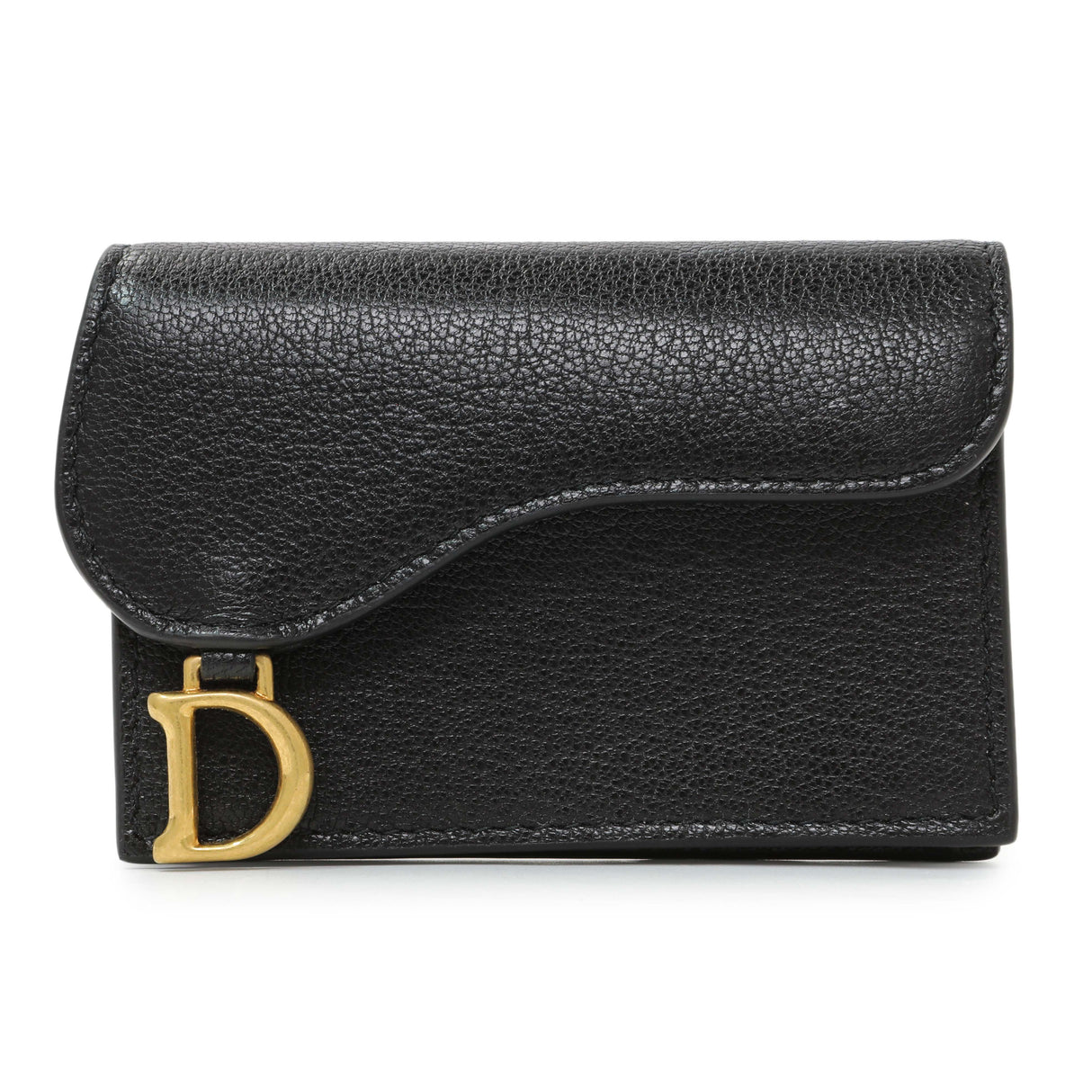 Christian Dior Black Grained Calfskin Saddle Card Holder Accessories Christian Dior
