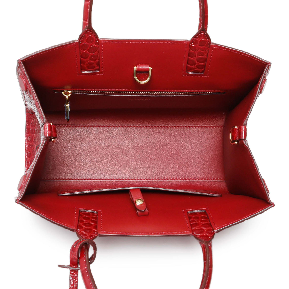 Burberry Red Crocodile Embossed Calfskin Mini Frances Tote