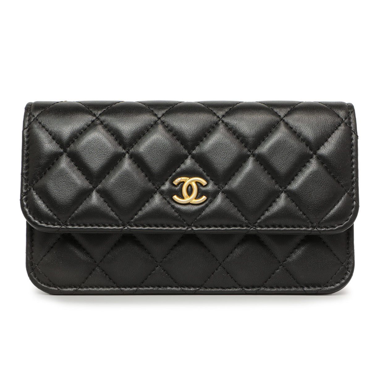 Chanel Black Quilted Lambskin Pearl Crush Clutch with Chain Handbags Chanel
