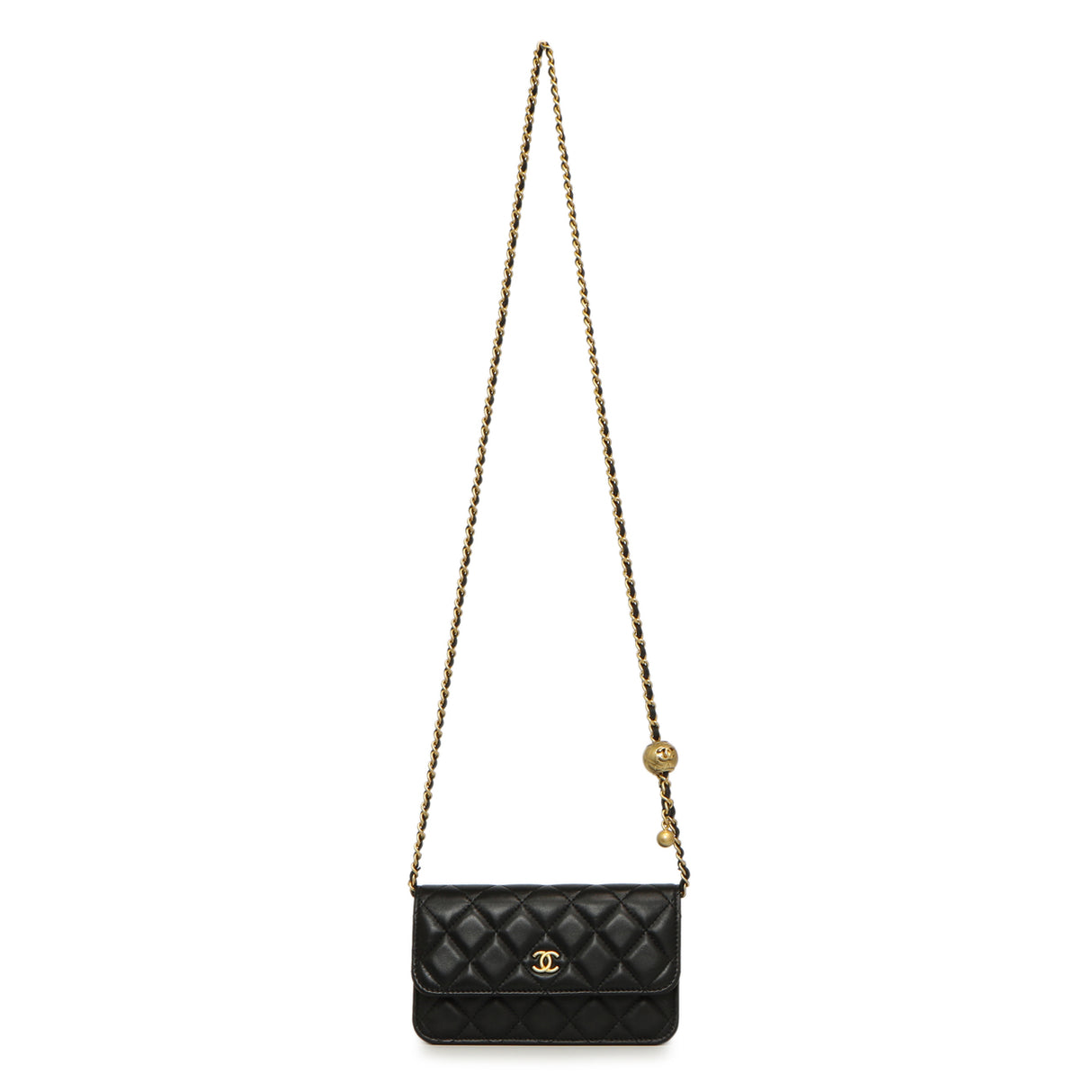 Chanel Black Quilted Lambskin Pearl Crush Clutch with Chain Handbags Chanel
