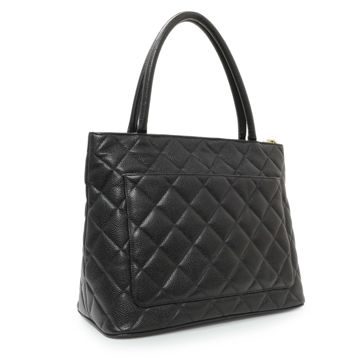 Chanel Black Quilted Caviar Medallion Tote Handbags Chanel