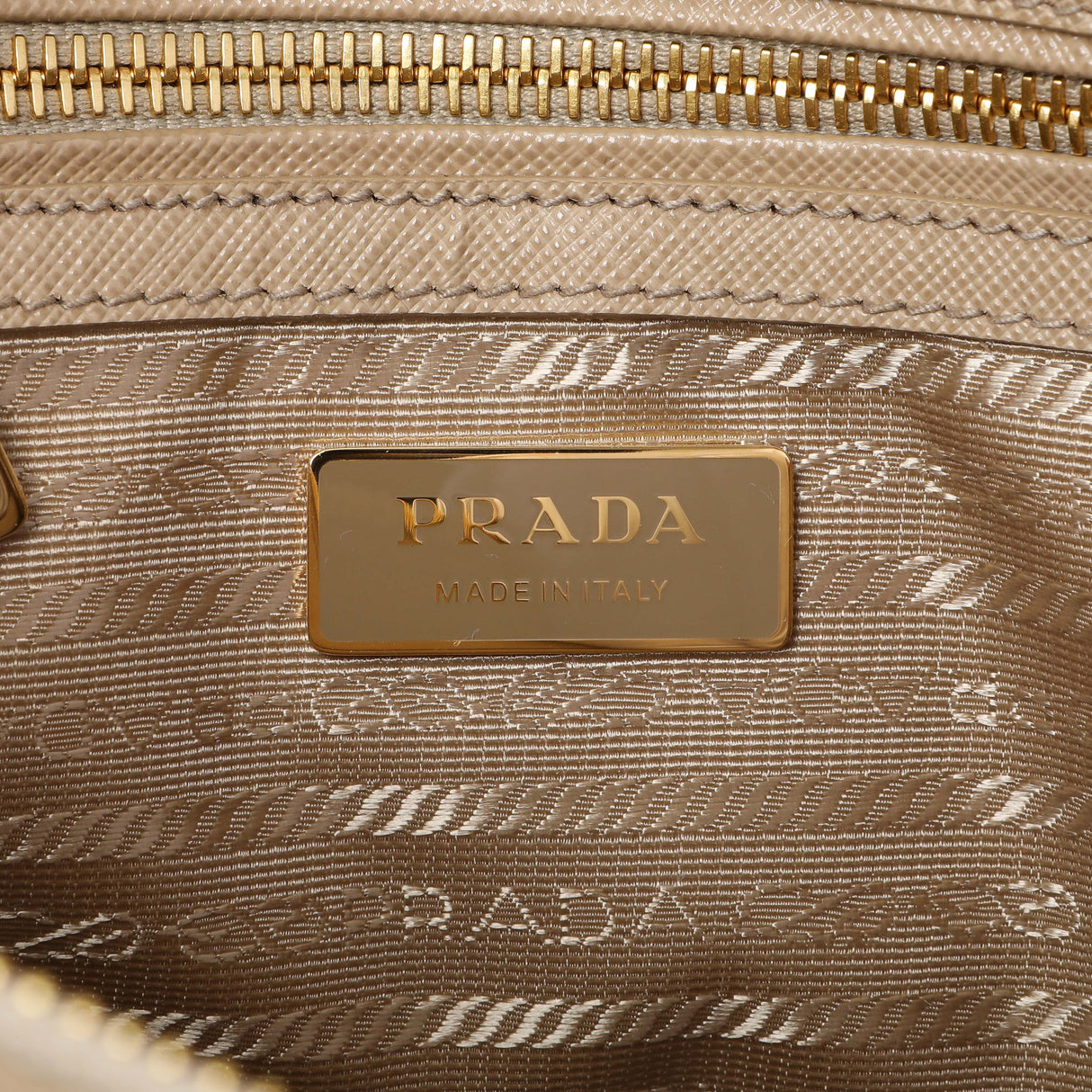 Prada Beige Saffiano Lux Mini Galleria Double Zip Tote