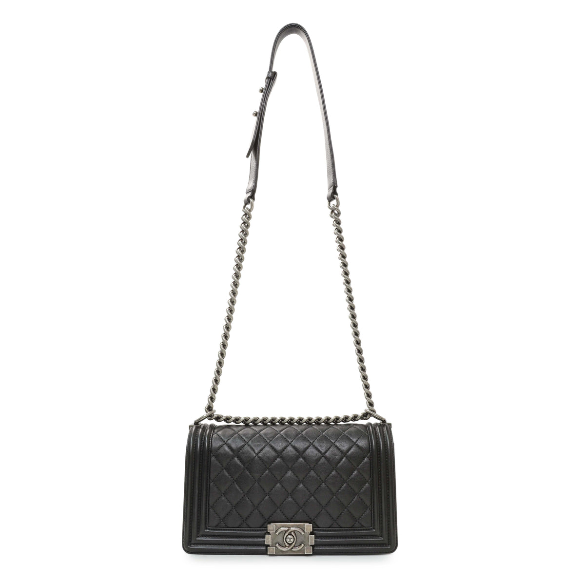Chanel Black Quilted Calfskin Medium Boy Flap Handbags Chanel