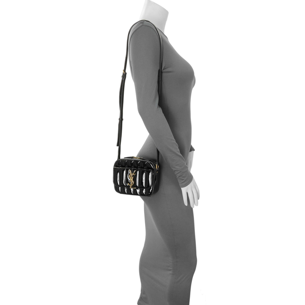 Saint Laurent Black Patent Matelasse Monogram Mini Vicky Camera Bag Handbags Saint Laurent