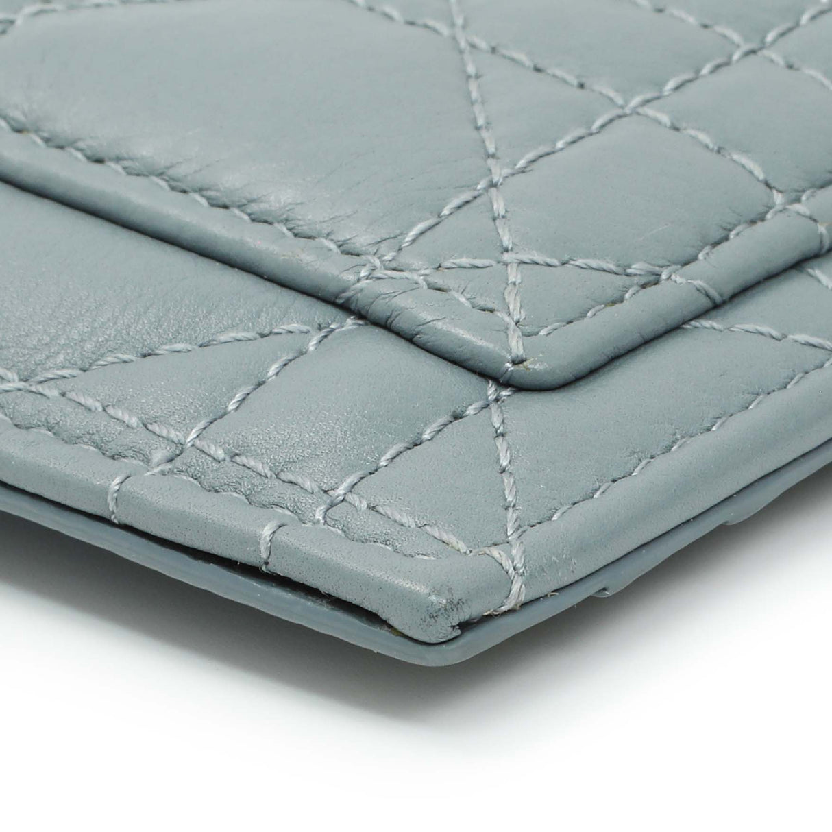 Christian Dior Blue Supple Calfskin Cannage Caro Cosmos Zipped Card Holder Accessories Christian Dior