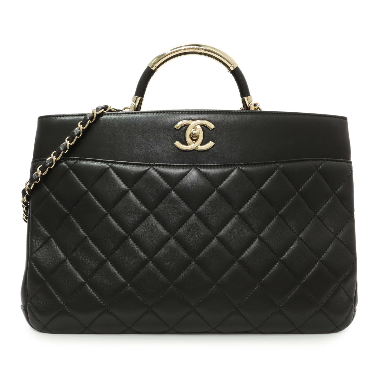 Chanel Black Quilted Lambskin Large Carry Chic Shopping Tote Handbags Chanel