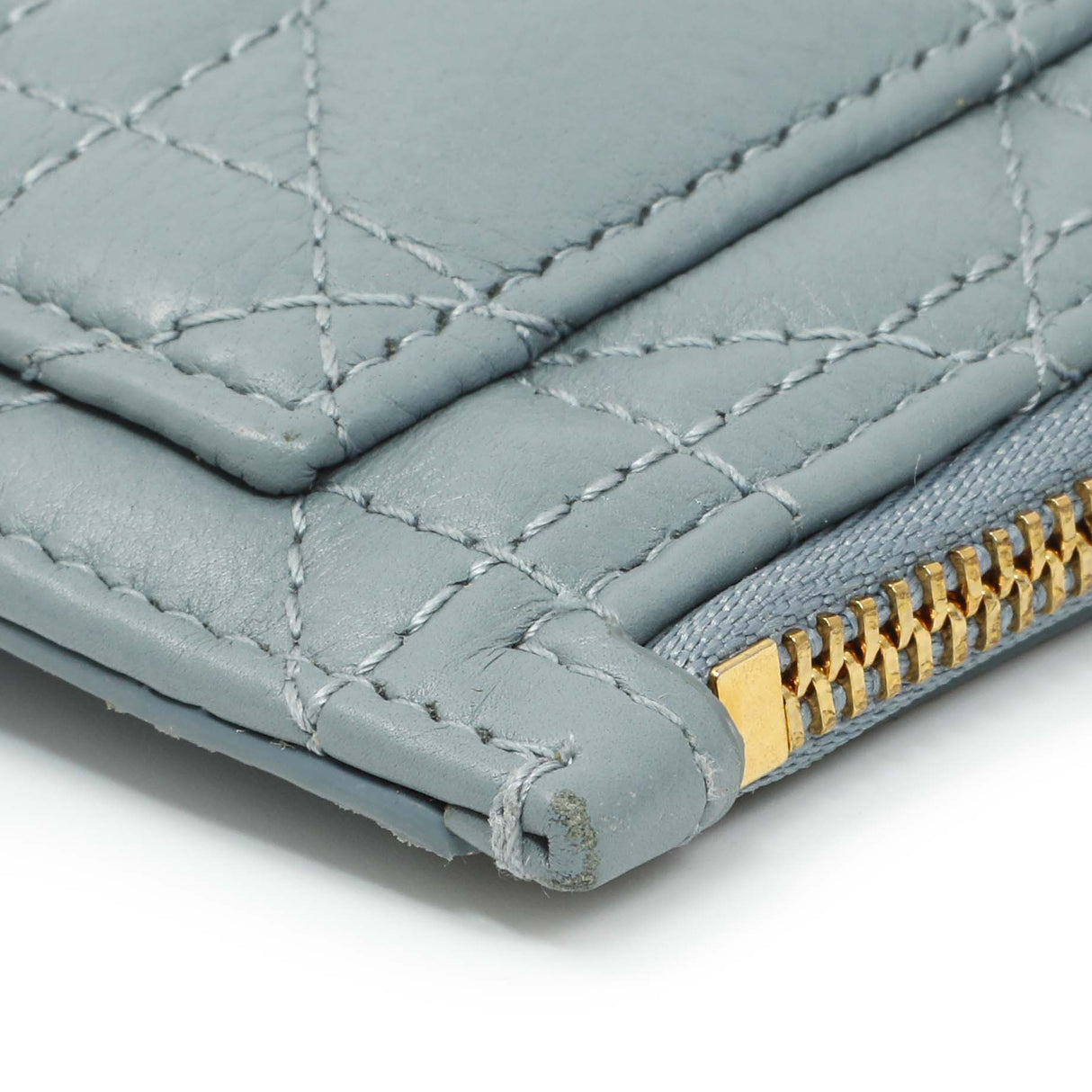 Christian Dior Blue Supple Calfskin Cannage Caro Cosmos Zipped Card Holder Accessories Christian Dior