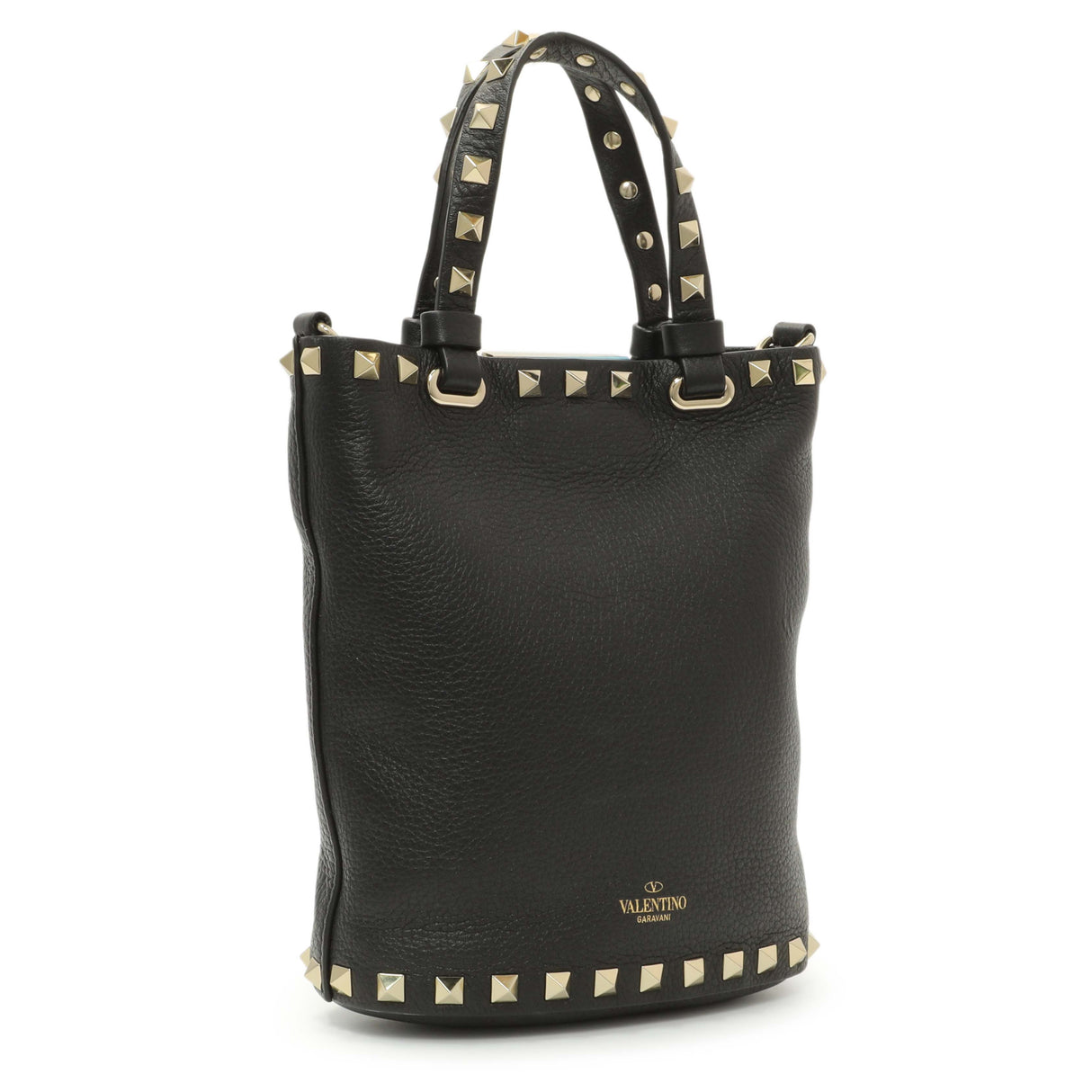 Valentino Black Pebbled Calfskin Rockstud Crossbody Pouch Handbags Valentino