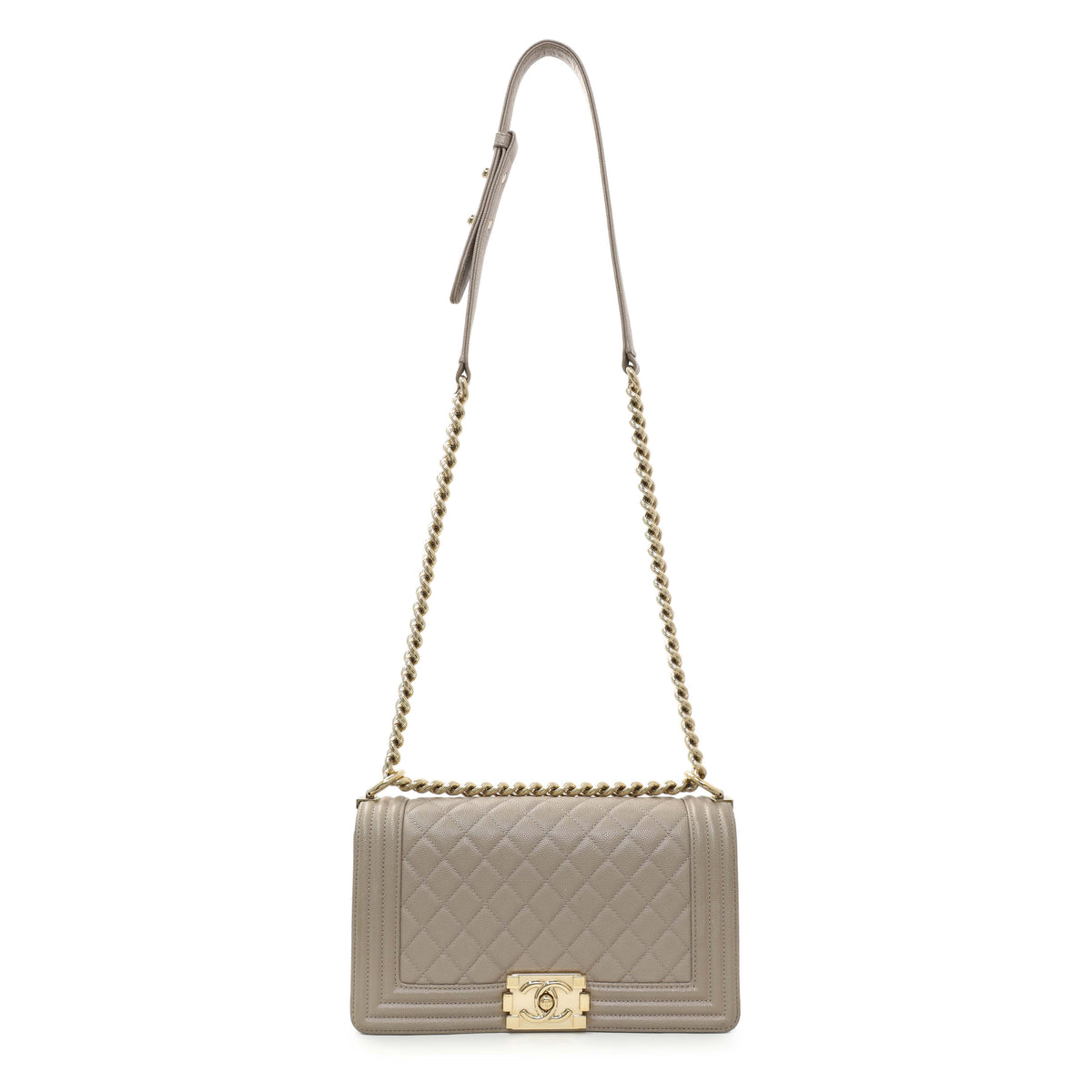 Chanel Grey Caviar Medium Boy Flap
