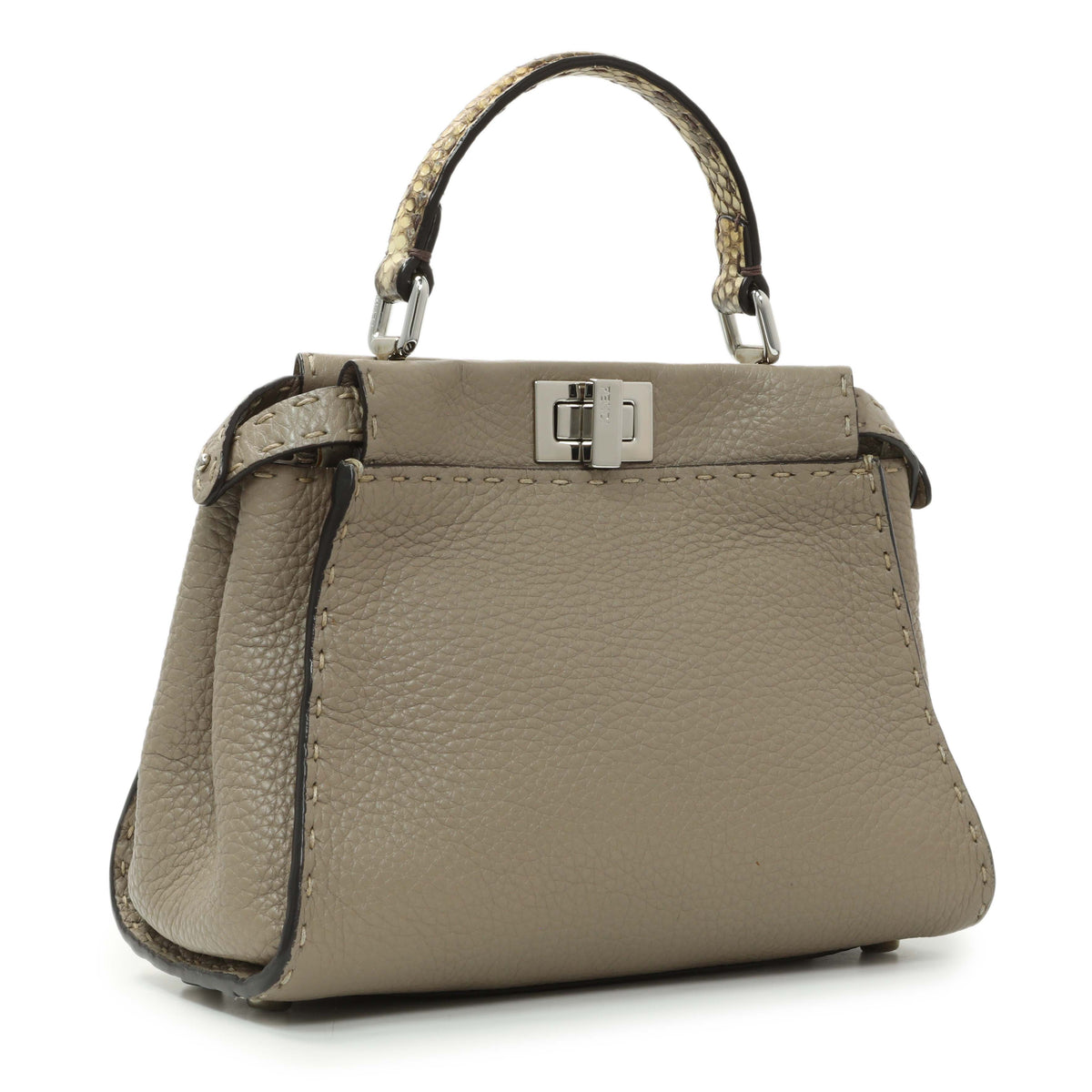 Fendi Plaster Cuoio Romano Snakeskin Selleria Mini Peekaboo Iconic Satchel