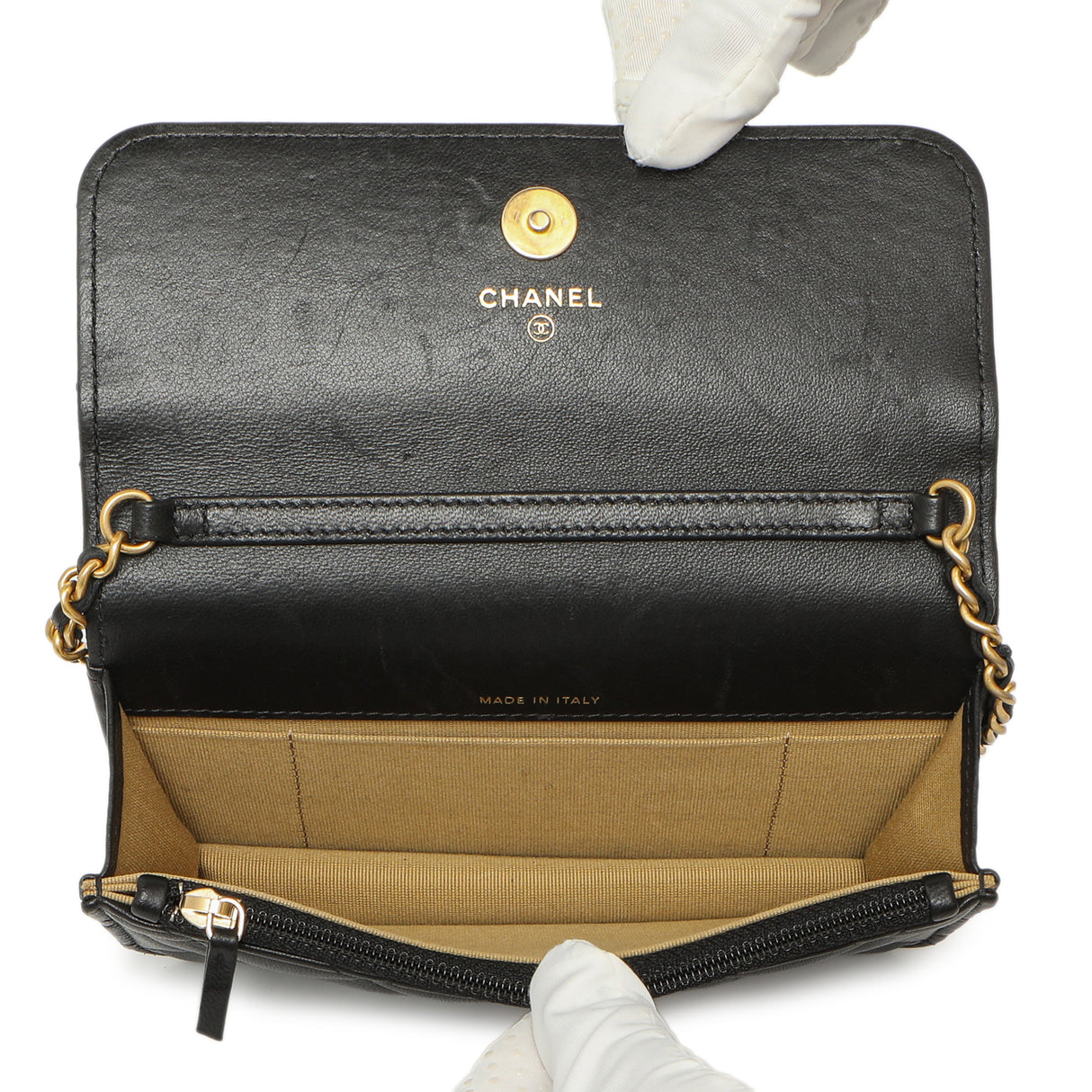 Chanel Black Quilted Lambskin Pearl Crush Clutch with Chain Handbags Chanel