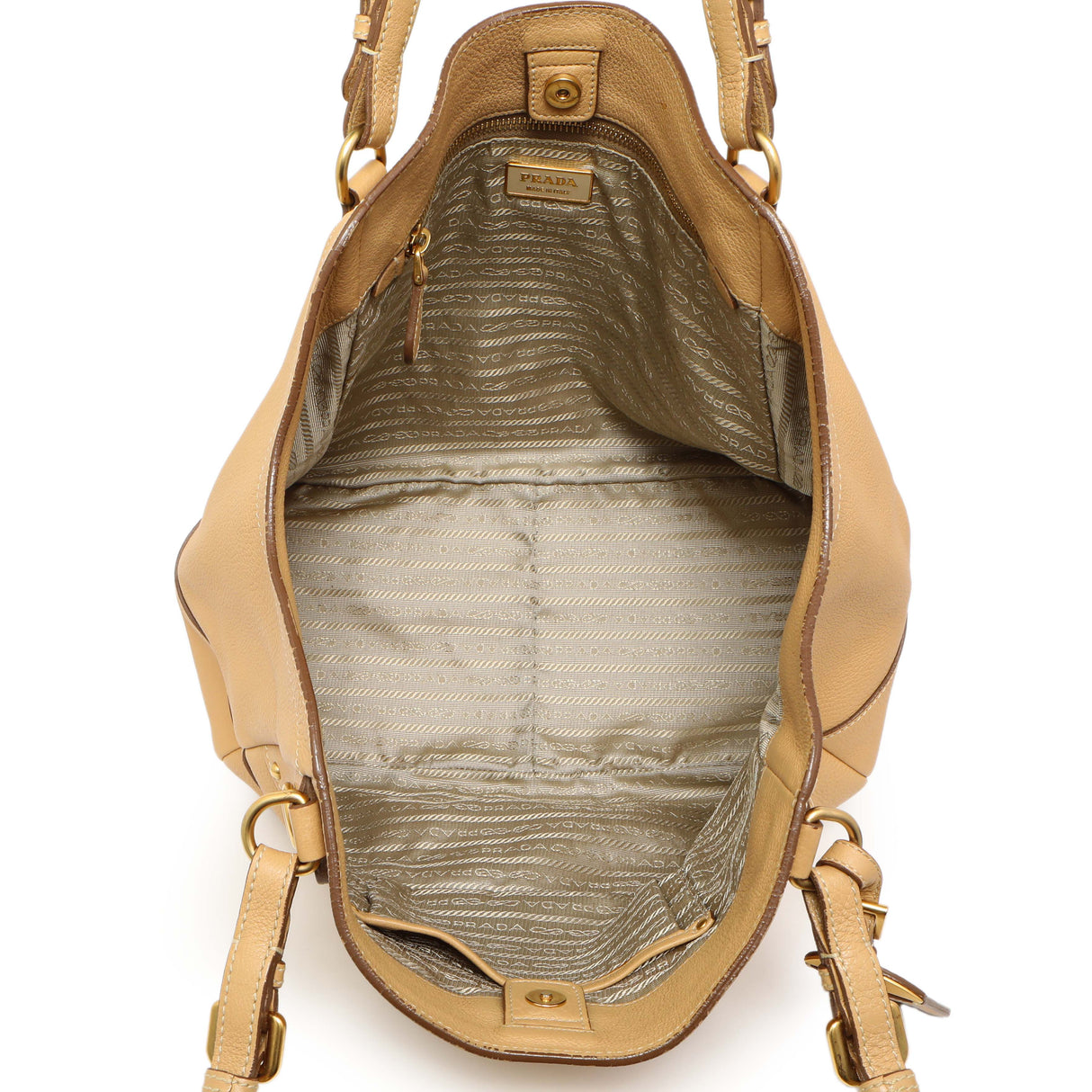 Prada Beige Vitello Daino Shoulder Bag Handbags Prada