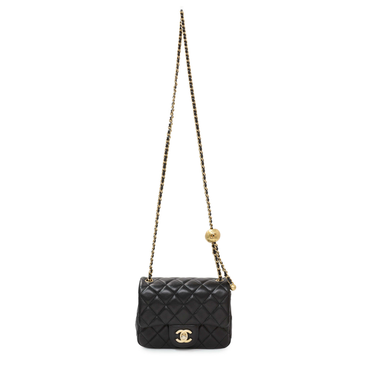 Chanel Black Lambskin Quilted Mini Pearl Crush Flap Handbags Chanel