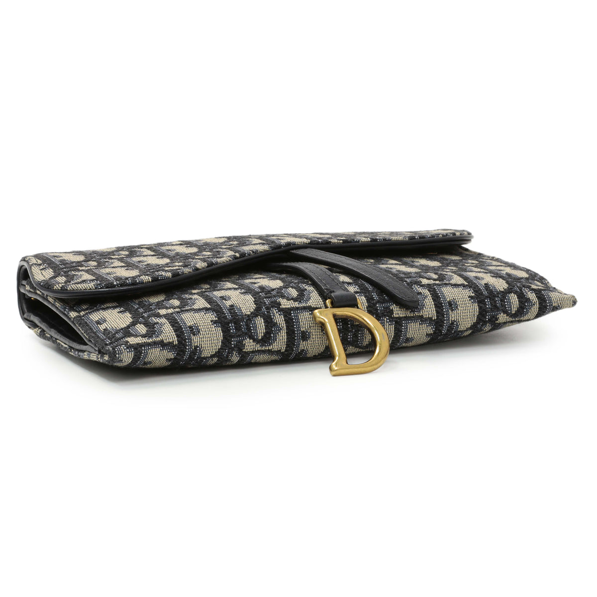 Christian Dior Blue Oblique Jacquard Small Sddle Pouch with Chain