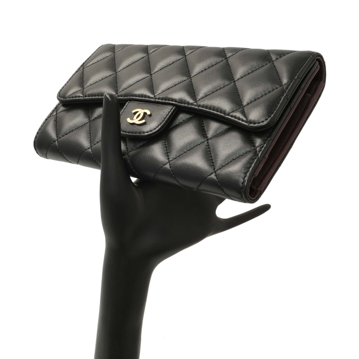 Chanel Black Quilted Lambskin Large Flap Wallet Accessories Chanel