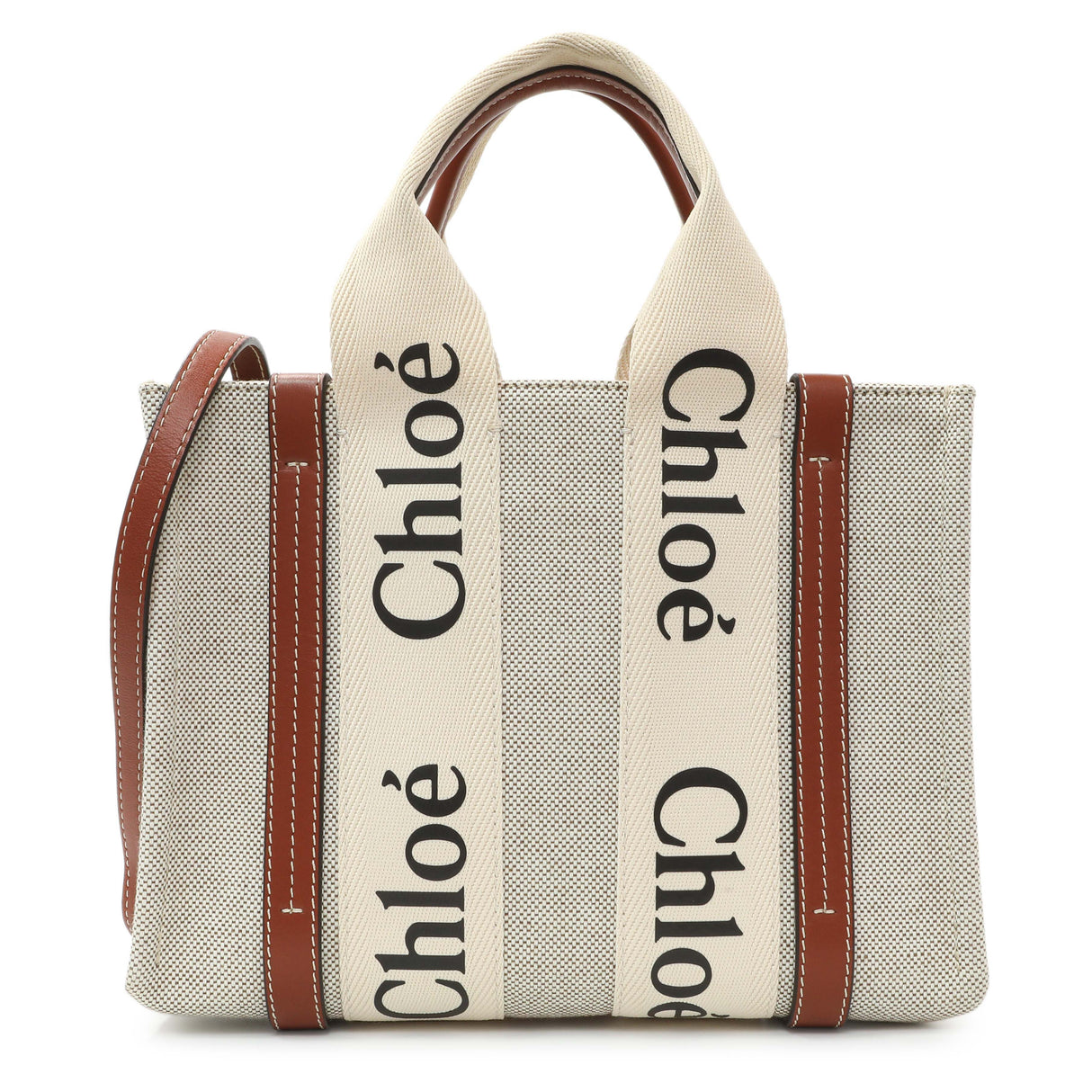Chloe Linen Calfskin Small Woody Ribbon Tote