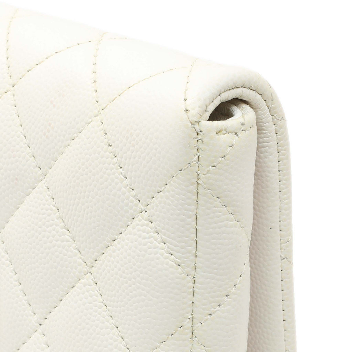 Chanel White Quilted Caviar Flap Clutch Handbags Chanel