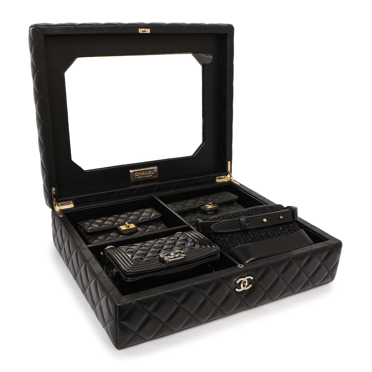 Chanel Black Lambskin, Calfskin, Tweed Success Story Mini Bags Handbags Chanel