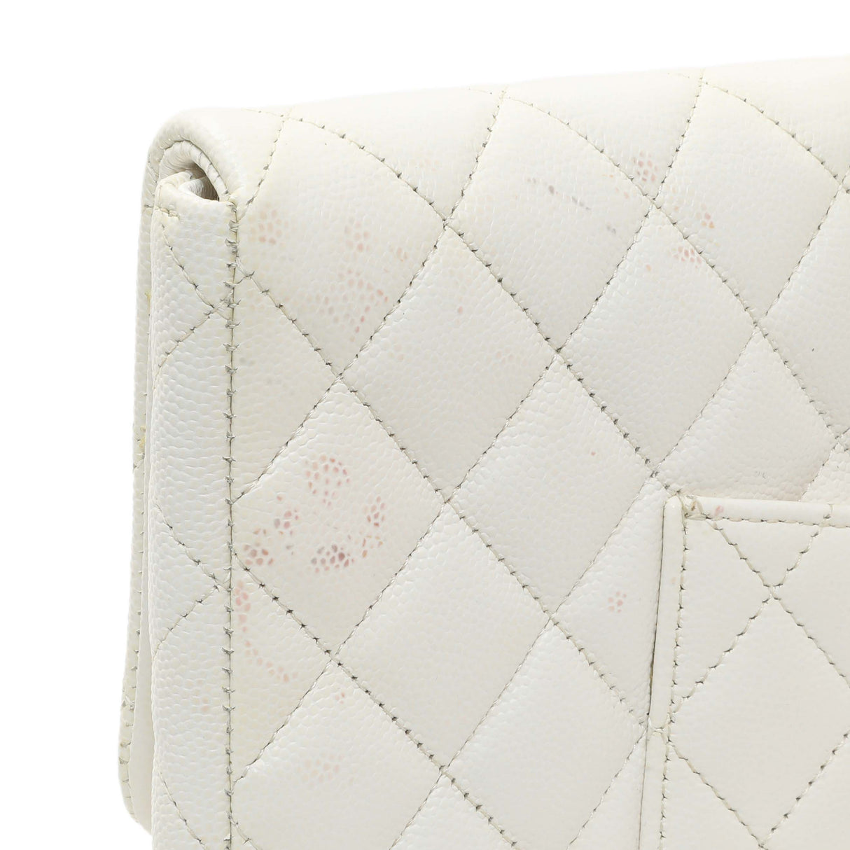 Chanel White Quilted Caviar Flap Clutch Handbags Chanel