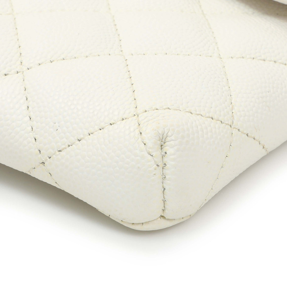 Chanel White Quilted Caviar Flap Clutch Handbags Chanel