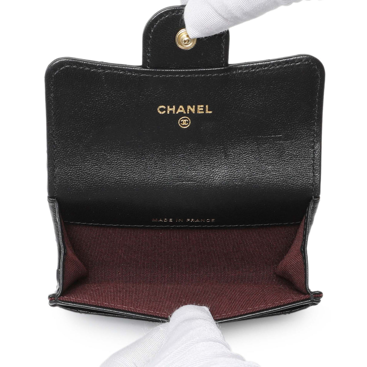 Chanel Black Lambskin Quilted Flap Card Holder Wallet