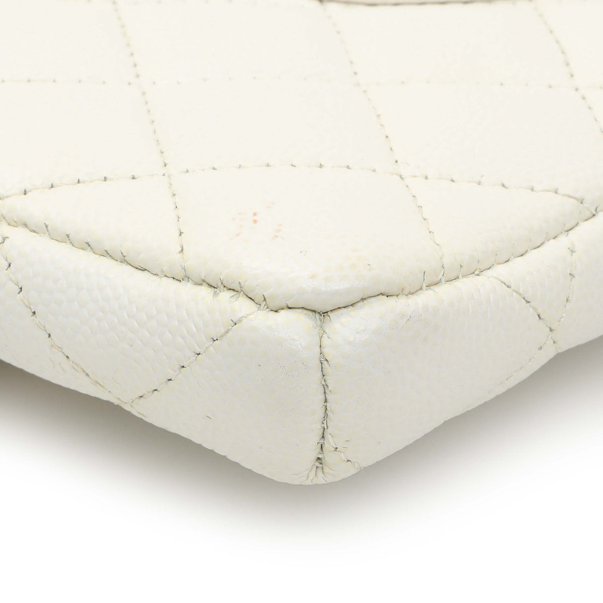 Chanel White Quilted Caviar Flap Clutch Handbags Chanel