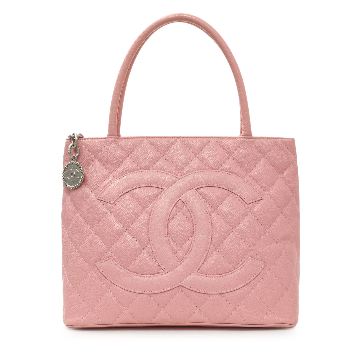Chanel Pink Quilted Caviar Medallion Tote Handbags Chanel