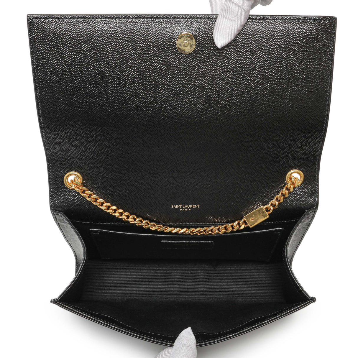 Saint Laurent Black Grain De Poudre Medium Monogram Kate Satchel Handbags Saint Laurent