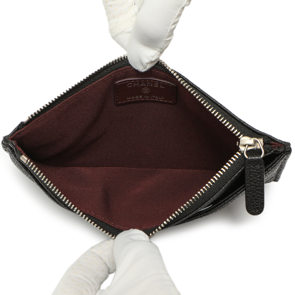 Chanel Black Quilted Caviar Classic Zip Pouch Accessories Chanel