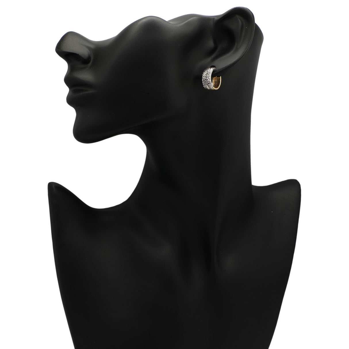 18K White & Yellow Gold Hoop Earrings Modaselle