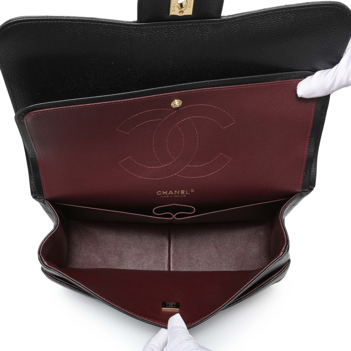 Chanel Black Quilted Caviar Jumbo Double Flap Handbags Chanel