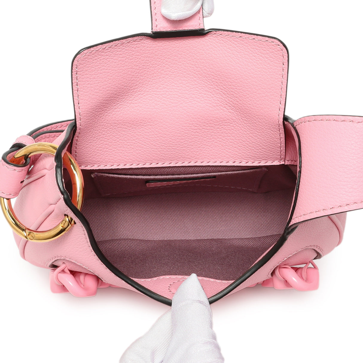 Versace Pink Calfskin La Medusa Mini Chain Hobo Handbags Versace