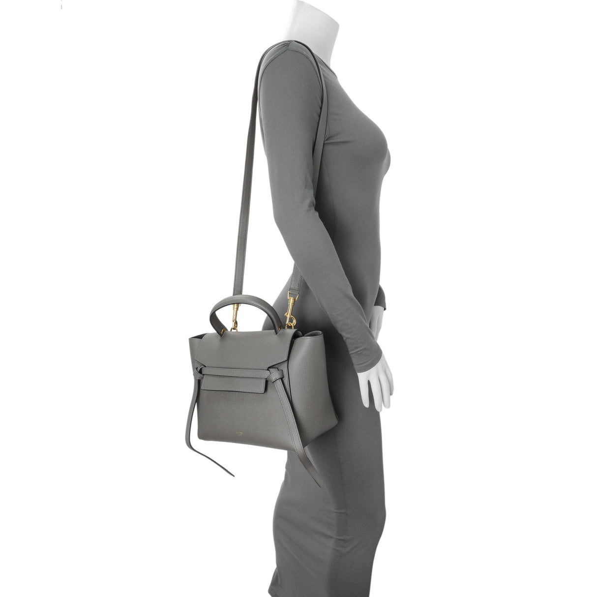 Celine Grey Grained Calfskin Micro Belt Bag