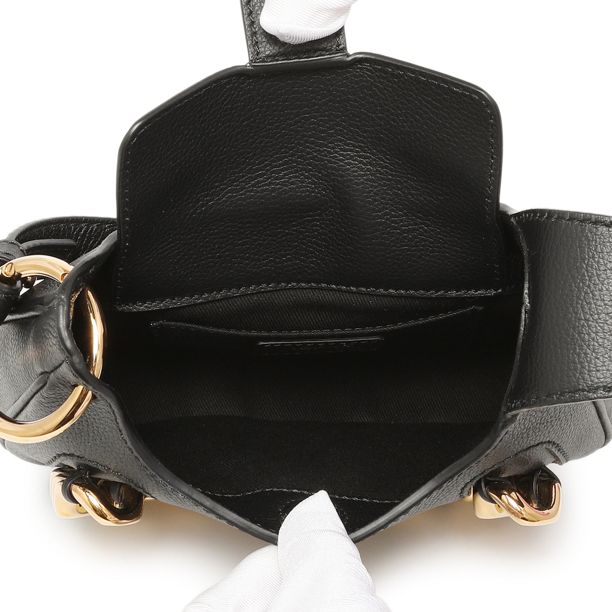 Versace Black Calfskin La Medusa Mini Chain Hobo Handbags Versace