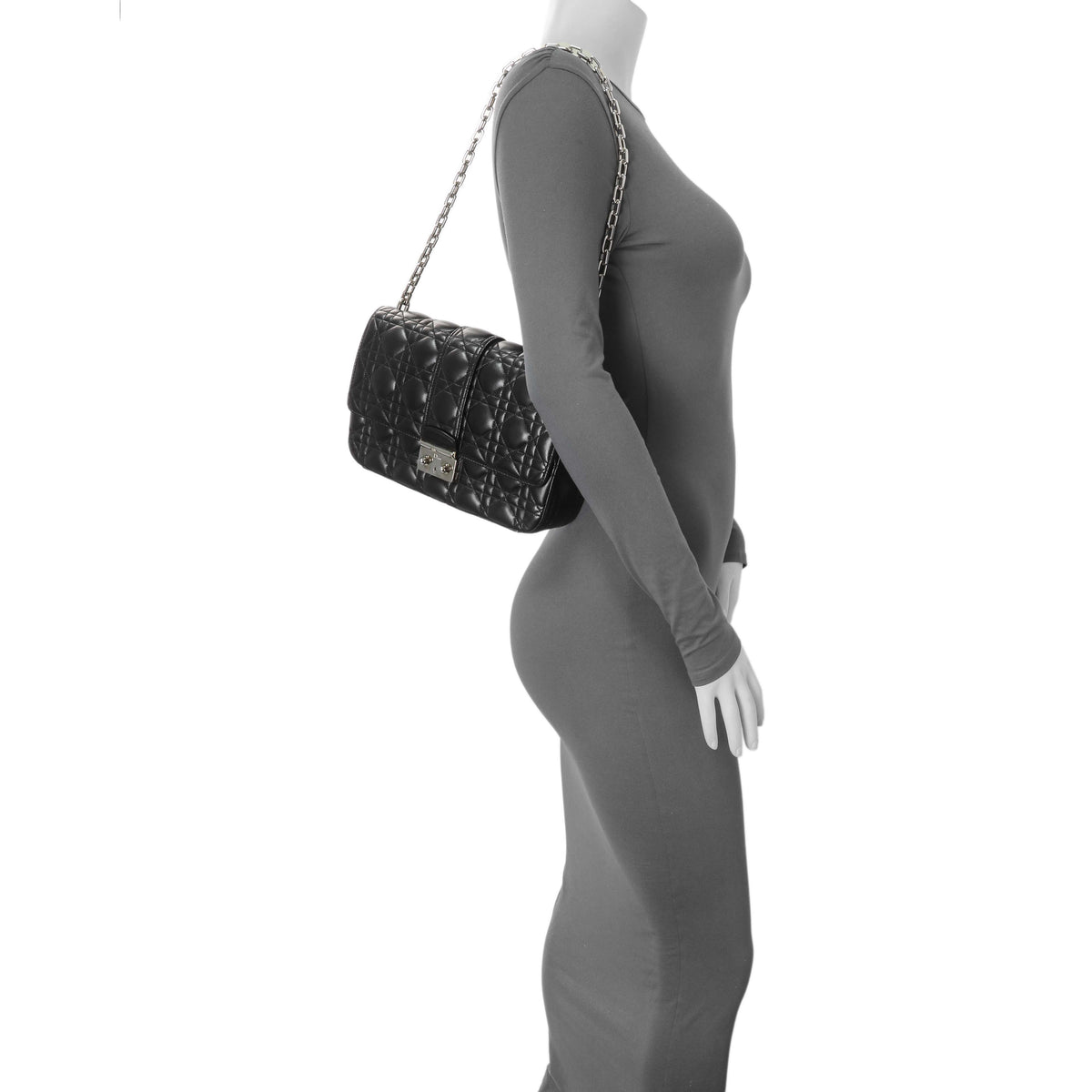 Christian Dior Black Lambskin Cannage Medium Miss Dior Flap Handbags Christian Dior