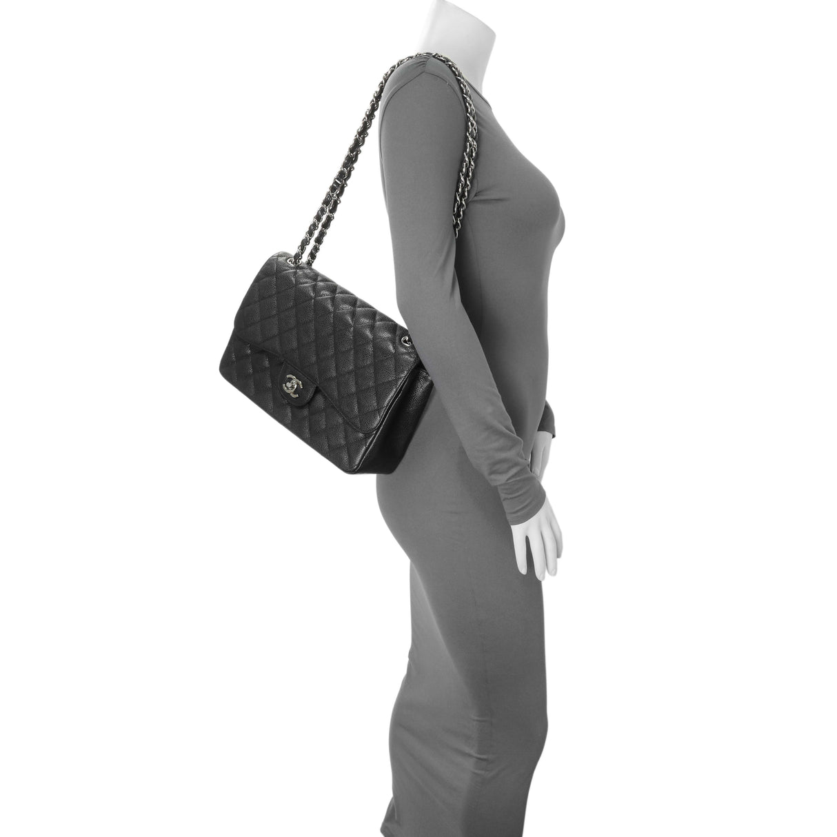 Chanel Black Caviar Jumbo Classic Double Flap Handbags Chanel