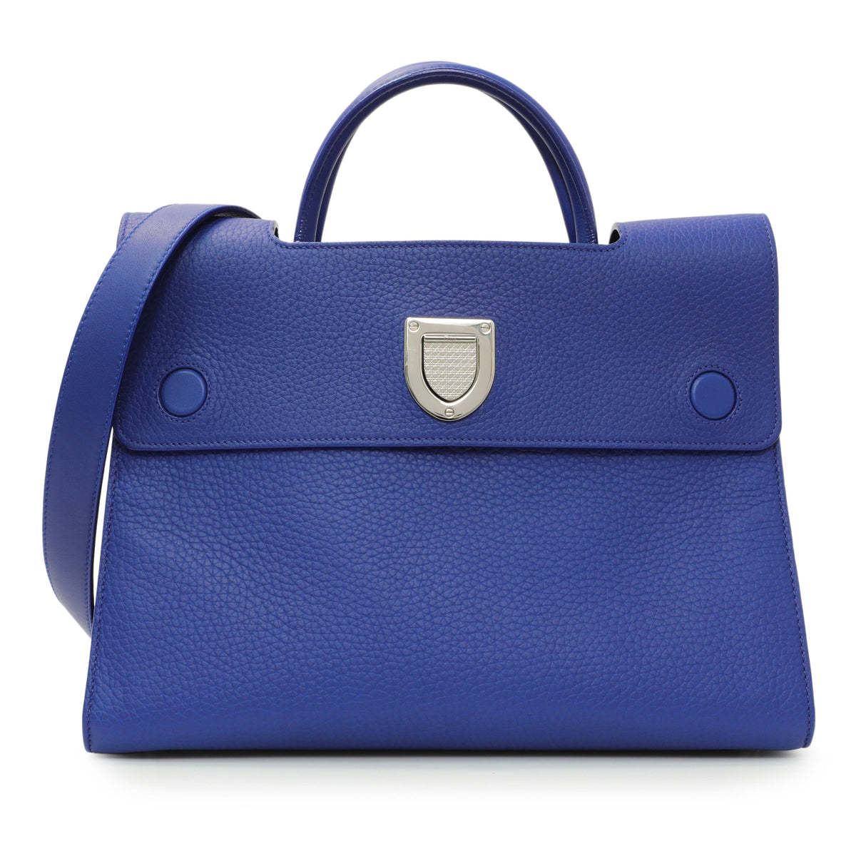 Christian Dior Blue Bullcalf Medium Diorever Flap Handbags Christian Dior