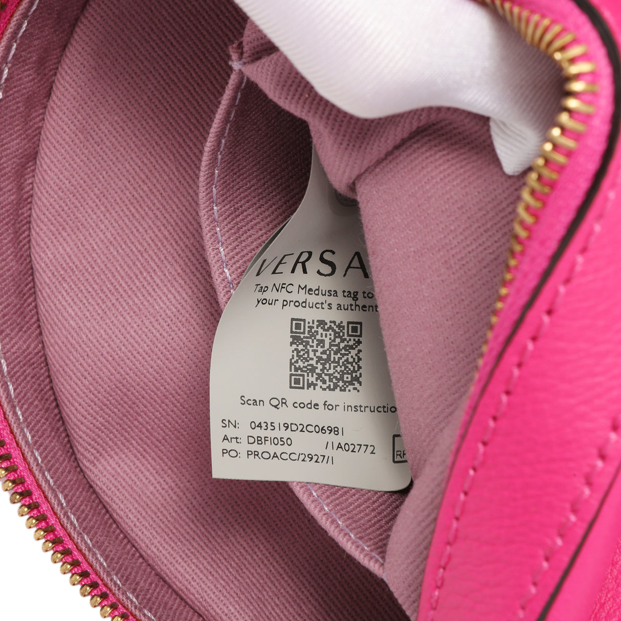 Versace Fuchsia Calfskin La Medusa Mini Round Disco Chain Crossbody Bag Handbags Versace