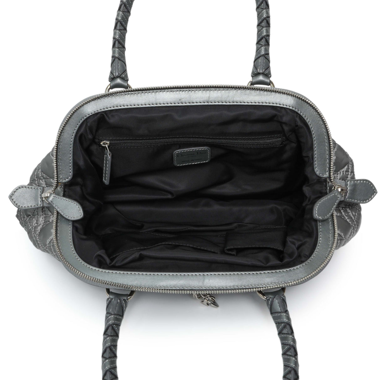 Christian Dior Grey Satin Cannage Charming Doctors Bag Handbags Christian Dior